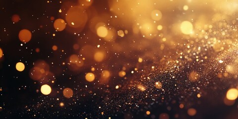 Fototapeta premium Shimmering golden glitter texture with soft focus, creating a festive and elegant look under warm diffused lighting