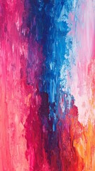 Fototapeta premium Colorful abstract oil painting with vibrant blue, pink, and red textures reflecting artistic creativity, modern expressionism concept