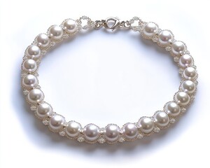 Fototapeta premium A stunning pearl necklace featuring multiple rows lustrous pearls, perfect for any occasion,