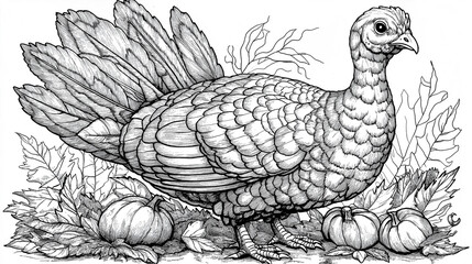 Fototapeta premium turkey drawn in pencil
