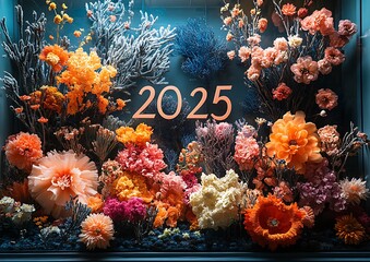 Vibrant Group of Colorful Flowers – Happy New Year 2025.