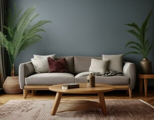 Simple Home Mockup Showcasing a Comfortable Sofa and Chic Coffee Table Arrangement