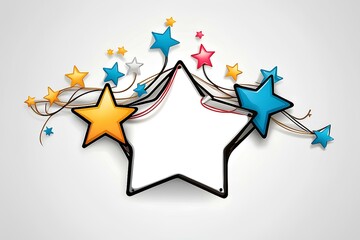 Fototapeta premium a bright and lively collection of colorful stars bursting from a bold white central star shape creating a celebratory and joyful visual perfect for festive themes