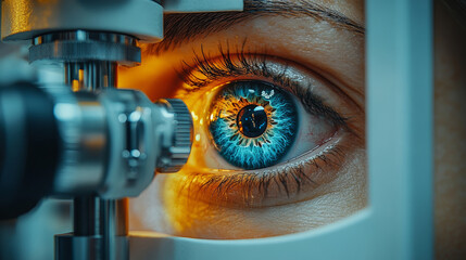 examination of the patient's eyes using specialized equipment, macrophotography