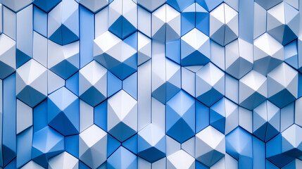 Obraz premium Abstract geometric pattern with blue and white 3D cubes creating a modern textured design