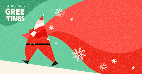 Christmas season's greetings background, banner,  with Santa Claus , textured, template, copy space, vector illustration © Natalya