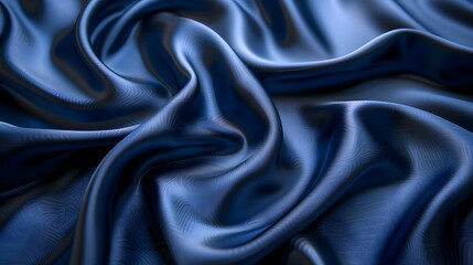 Obraz premium Luxurious flowing blue fabric creating an elegant and smooth texture with soft curves and seamless folds.