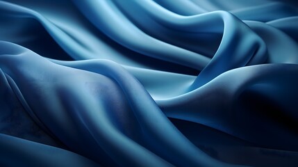Luxurious flowing blue fabric creating an elegant and smooth texture with soft curves and seamless folds.