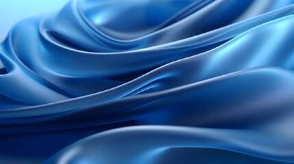 Luxurious flowing blue fabric creating an elegant and smooth texture with soft curves and seamless folds.
