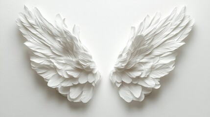 Elegant White Angel Wings Sculpture