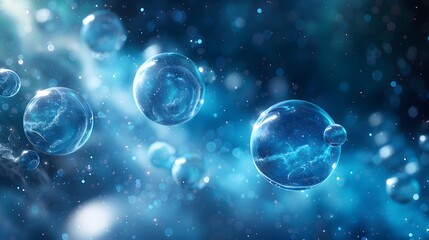 Crystal-clear glass spheres with delicate reflections and bokeh lighting in a soft-focus, atmospheric setting.