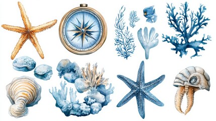 Underwater Nautical Elements Illustration