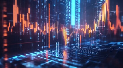 Obraz premium Abstract financial data visualization futuristic graphs charts innovation images