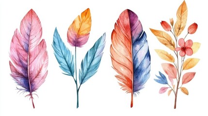 Fototapeta premium Colorful Feather Illustrations