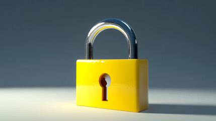Naklejka premium Yellow Padlock Security Safety Privacy Protection Closed Locked Metal Keyhole Safe