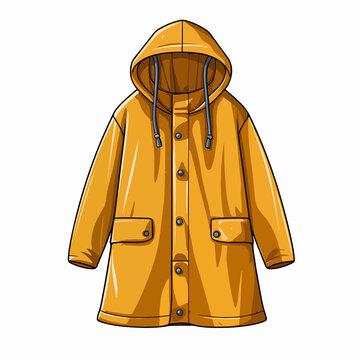 yellow raincoat with hood clip art preview