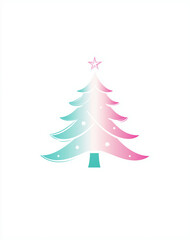 Minimalistic Christmas tree logo in pastel colors on white background