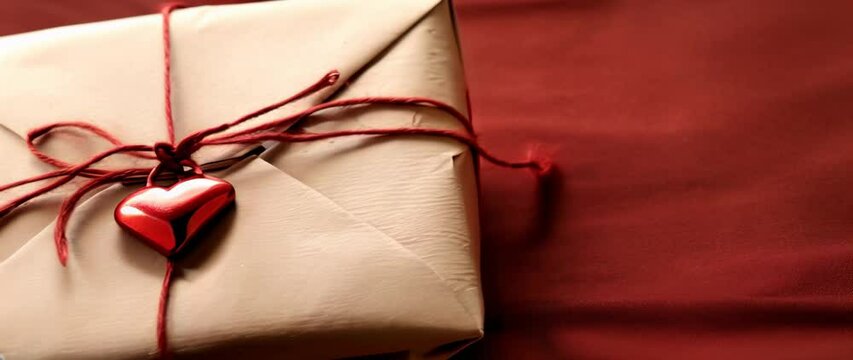 Craft Paper Envelopes with Red Twine and a Small Red Metal Heart Decoration