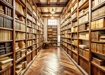 Fototapeta premium Explore a rich vintage genealogy collection containing antique family trees, historical maps, and documents in a professional archive roomâ€”delve into your heritage and ancestry today.