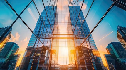 Sunrise concept reflected on office building