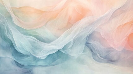 Obraz premium An abstract painting with soft, flowing lines in pastel colors, evoking the gentle movement of water and light.
