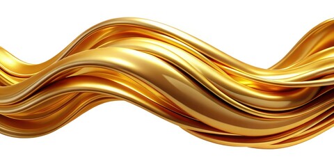 Obraz premium Glistening 3D golden waves flow gracefully, adorned with a metallic sheen, crafting a magnificent visual spectacle that radiates luxury and elegance throughout.