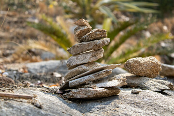 The piles of pebbles were arranged deliberately.