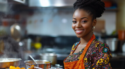 A Latina woman brunette is cooking traditional homemade food using organic vegetables from sustainable farms, emphasizing healthy vegetarian diets