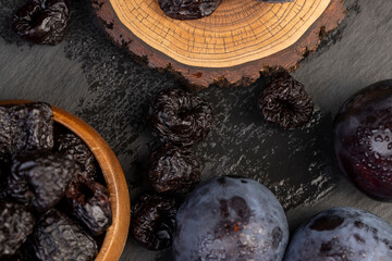 ripe purple plums and dried plums