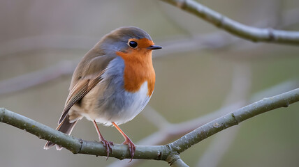 European Robin on a Branch