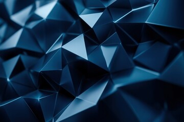 Obraz premium Abstract 3D polygonal surface in dark blue tones, emphasizing geometric design, technology, and minimalism