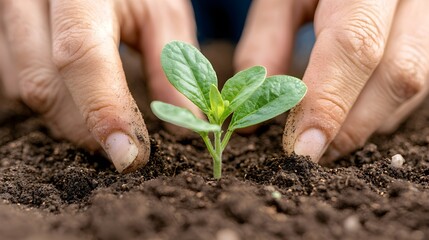 Sustainable no-till farming, direct seed planting into undisturbed soil layers, eco-friendly agriculture--style raw