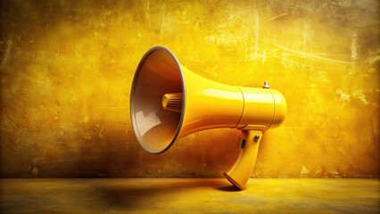 This retro-styled photo features a striking yellow megaphone set against a vibrant background, representing communication, expression, and connection in a charming vintage aesthetic.