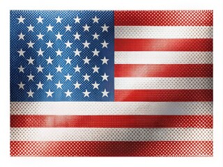 Fototapeta premium Unique half-tone illustration of the American flag, skillfully arranged in a rule of thirds composition, perfect for creative designs and diverse projects.