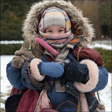 Ni&ntilde;o exageradamente abrigado en &eacute;poca invernal.