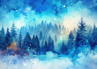 Vibrant abstract texture featuring blue watercolor ombre with frosty splashes, ideal for artistic designs and creative backgrounds that evoke a wintery, refreshing feel.