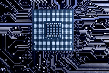 CPU computer circuit board abstract background.