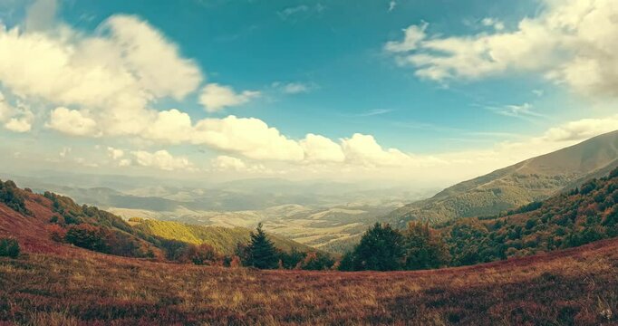 Beautiful autumn in the Carpathian mountains. Ukraine. Time Lapse.