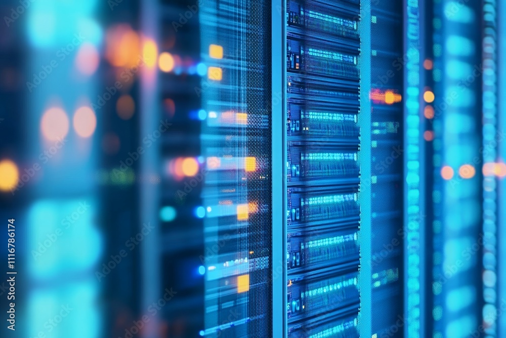 Aufkleber intricate close up of a server rack in a data center highlighting cloud computing and vpn technology