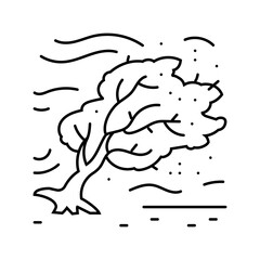 strong winds hurricane disaster line icon vector. strong winds hurricane disaster sign. isolated contour symbol black illustration