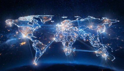 Connections span continents in vibrant colors.  