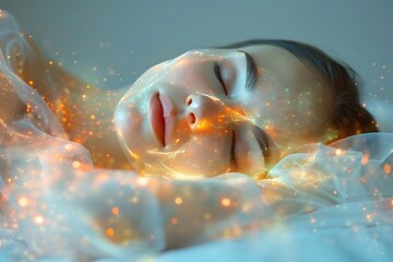 Sleep medicine digital sleep pattern overlay visualizing brainwave activity during sleep diagnose disorders like sleep apnea under Neurology