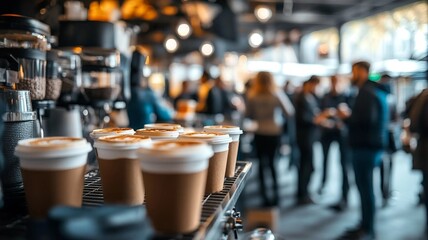 Cafetería concurrida de personas