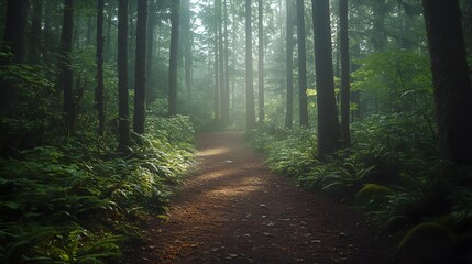 Obraz premium Misty forest path.