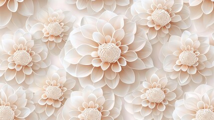 detailed dahlia flower pattern, seamless floral texture, soft and romantic tones, ideal for wedding cards, isolated on white background