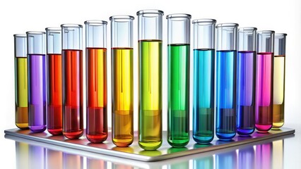 Vividly colored test tubes showcase vibrant liquids, supporting experimental chemistry in the laboratory. Ideal for scientific research and education, inspiring curiosity and deeper understanding.