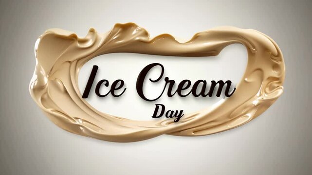 A sign for Ice Cream Day. It is a swirl of cream. The words Ice Cream Day are written in the center