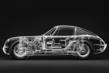 Fototapeta premium Detailed x ray analysis of modern car s internal components, structure, and advanced technology
