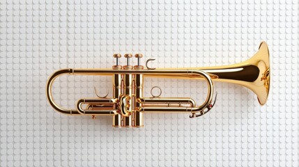 Obraz premium a jazz trumpet sticker, artistic element, minimalistic style, warm metallic hues, isolated on white background