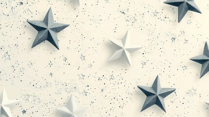 Obraz premium A pastel textured background with light gray and charcoal stars scattered across a soft cream base, blending filled and outlined elements for a modern, minimal aesthetic.